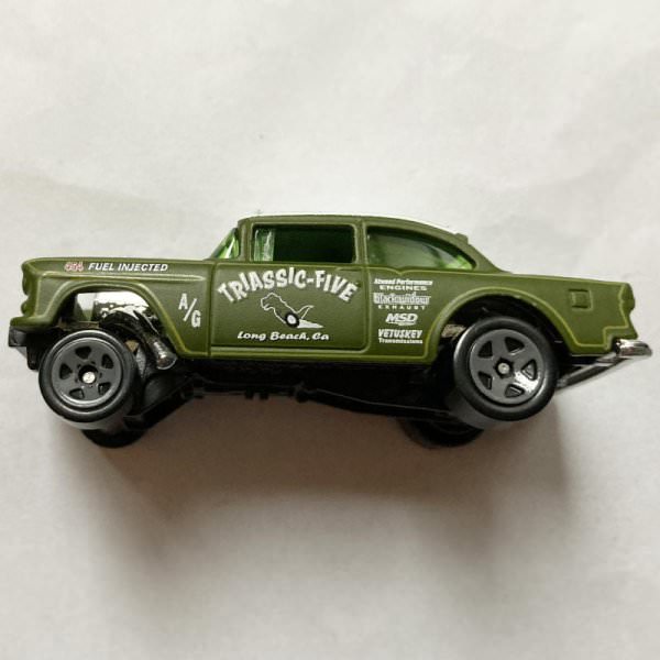 Hot Wheels | '55 Chevy Bel Air Gasser TRIASSIC-FIVE olive green - loose