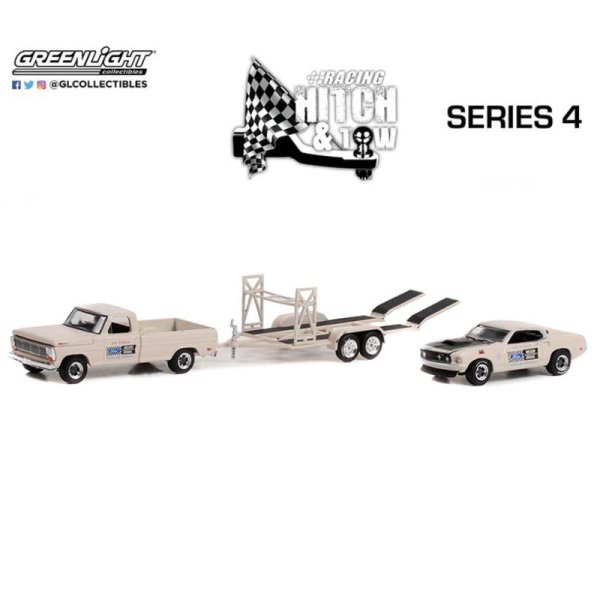 Greenlight | Racing Hitch & Tow Series 4 tan 1969 Ford F-100 and 1969 Ford Mustang Boss 429