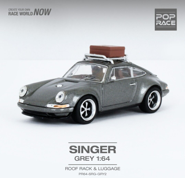 Pop Race | Porsche Singer grey with luggage rack and case