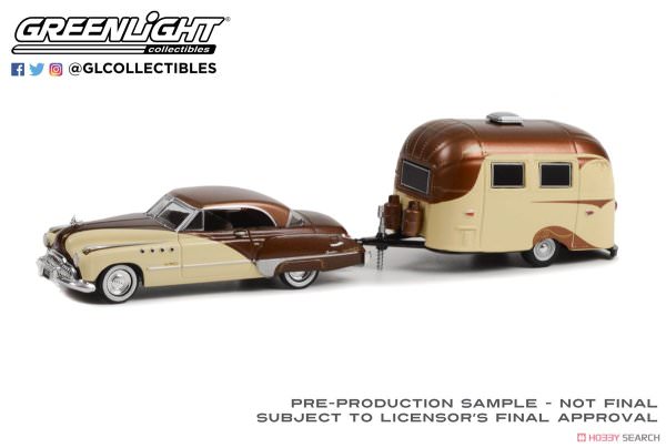 Greenlight | 1949 Buick Roadmaster Hardtop mit Airstream 16‘ Bambi Caravan braun/beige